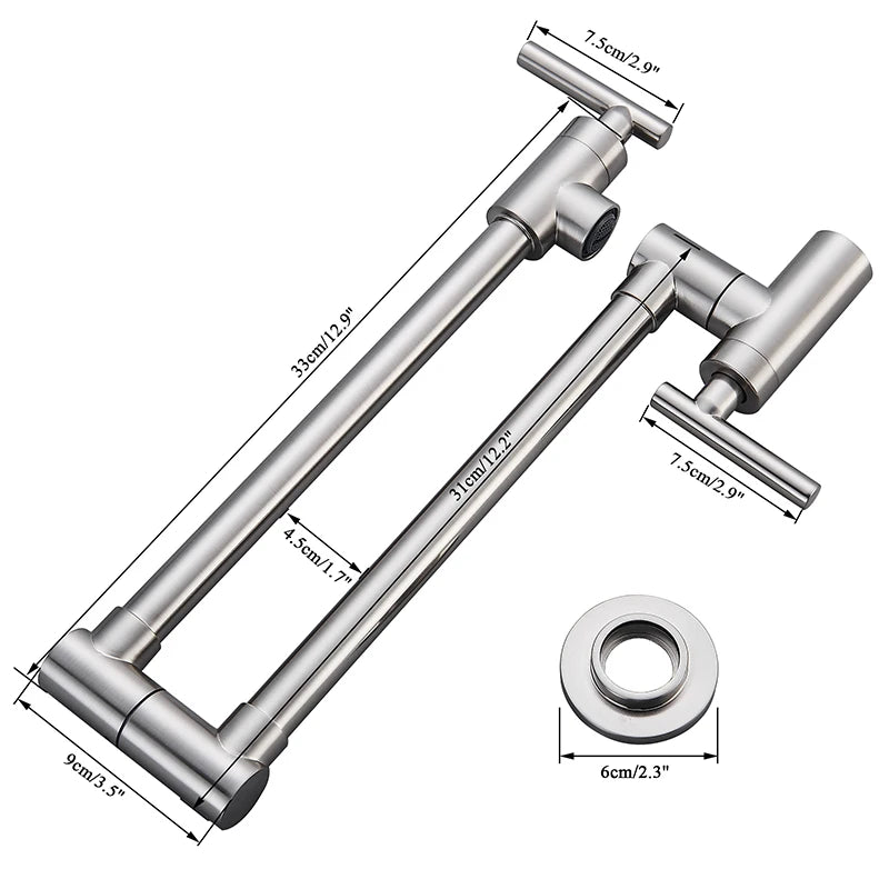Double Joint Swing Arm Wall Mount Faucet