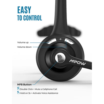 Wireless Bluetooth V5.0 Headphone with Microphone 13H Talking Time