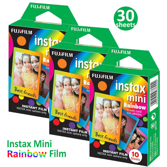 Fujifilm Instax Mini Film 10-30 Sheets Rainbow Films Photo Paper For Fujifilm Instant Camera Mini 12 9 11 8 Link EVO Liplay