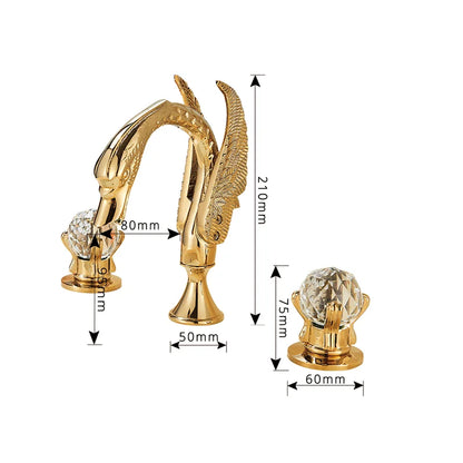 Swan 3 Hole Mounted Golden Faucet