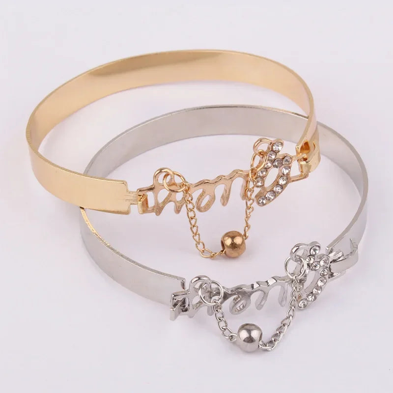 Gold or Silver Plated Stainless Steel "LOVE" Bangle Bracelet