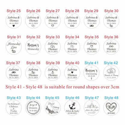 30pcs Personalized Gold/Silver Round Tags
