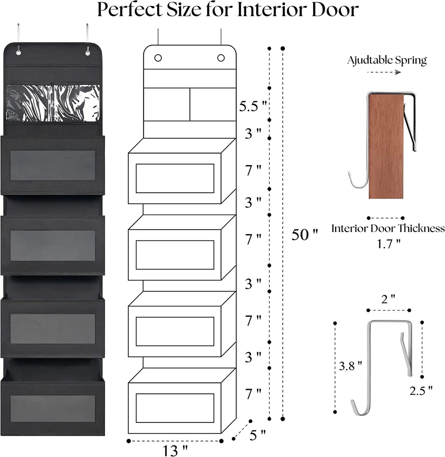 Hanging Organizer with 5 Large Capacity Pockets